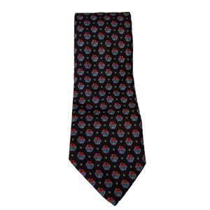Etro Milano Italian 100% Silk Neck Tie Floral Red Blue Brown